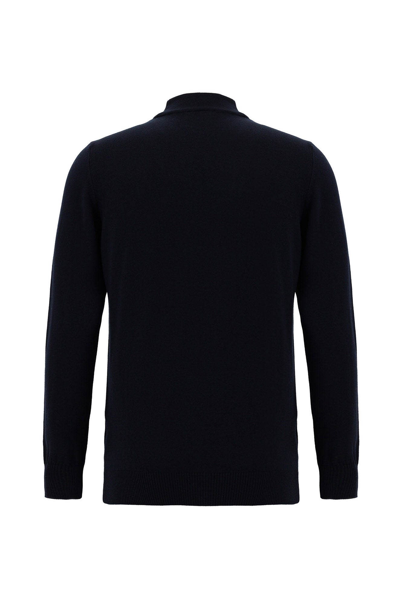 Koyu Lacivert Yarım Balıkçı Yaka Slim Fit Dar Kesim Pamuklu Triko Kazak