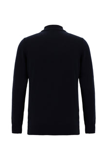 Koyu Lacivert Yarım Balıkçı Yaka Slim Fit Dar Kesim Pamuklu Triko Kazak