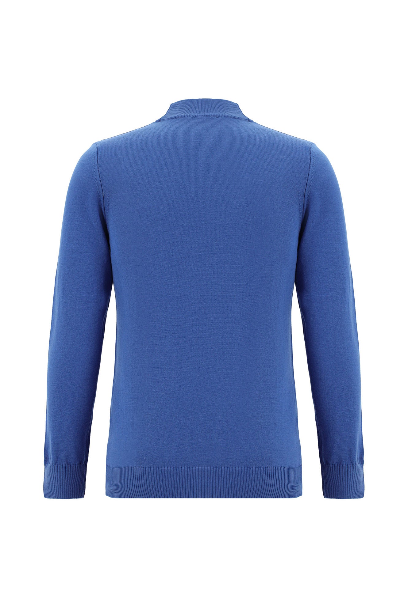 Koyu Mavi  Yarım Balıkçı Yaka Slim Fit Dar Kesim Pamuklu Triko Kazak