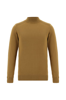 Camel Yarım Balıkçı Yaka Slim Fit Dar Kesim Pamuklu Triko Kazak