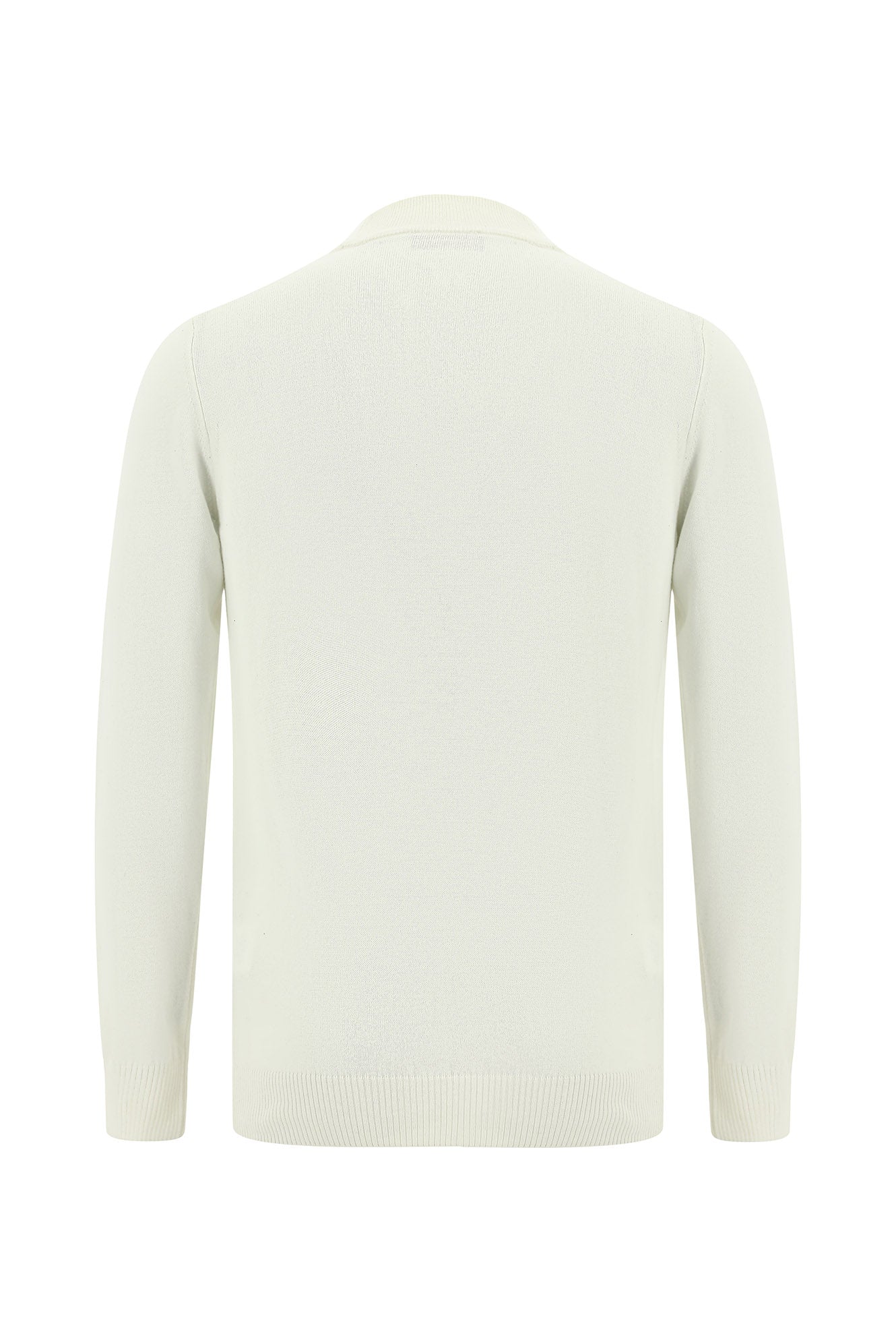 Ekru Yarım Balıkçı Yaka Slim Fit Dar Kesim Pamuklu Triko Kazak