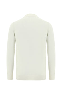 Ekru Yarım Balıkçı Yaka Slim Fit Dar Kesim Pamuklu Triko Kazak