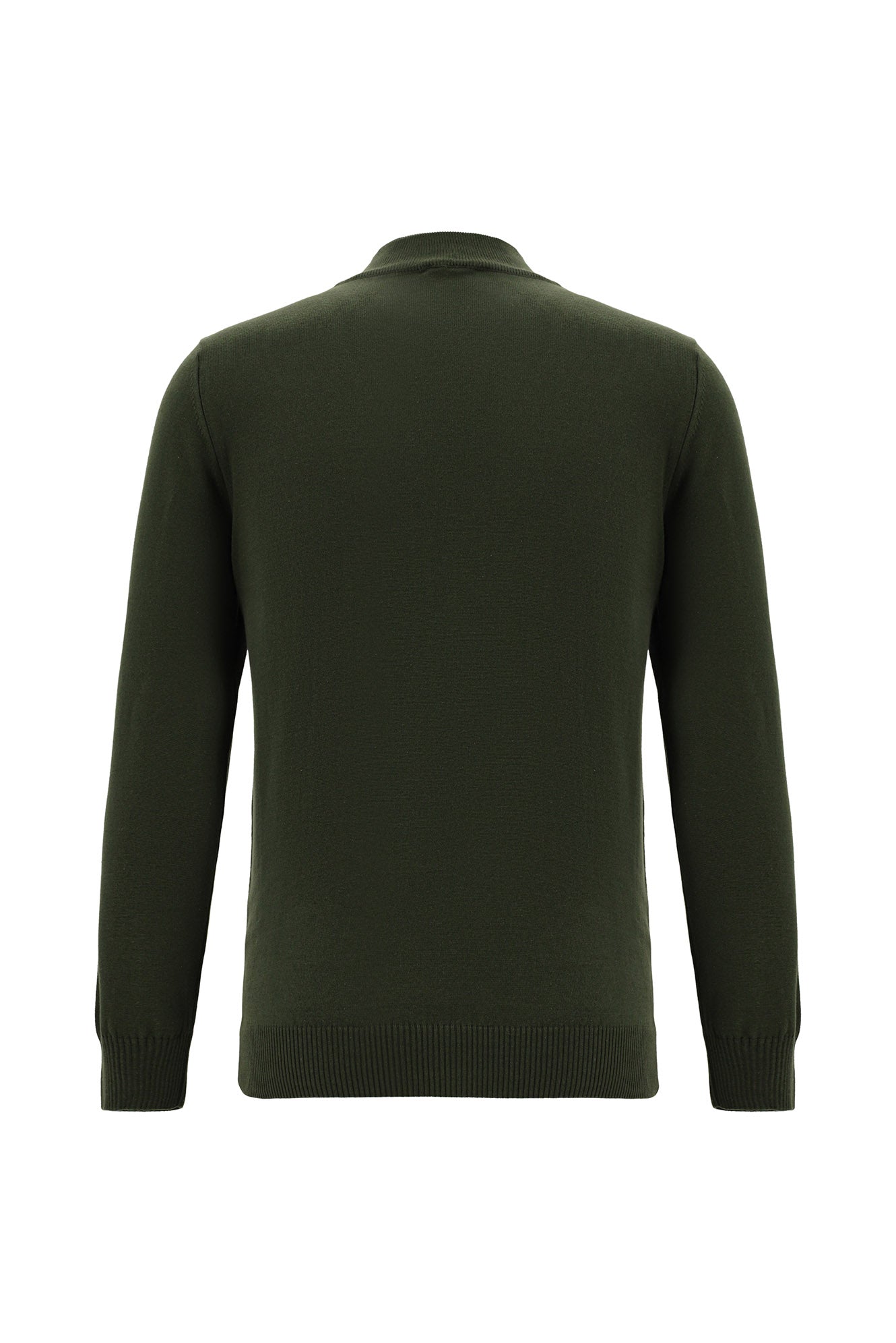 Orta Haki Yarım Balıkçı Yaka Slim Fit Dar Kesim Pamuklu Triko Kazak