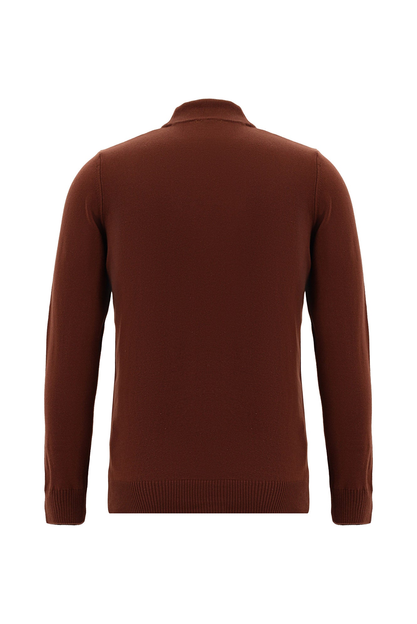 Kiremit Yarım Balıkçı Yaka Slim Fit Dar Kesim Pamuklu Triko Kazak