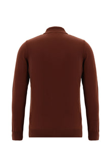 Kiremit Yarım Balıkçı Yaka Slim Fit Dar Kesim Pamuklu Triko Kazak