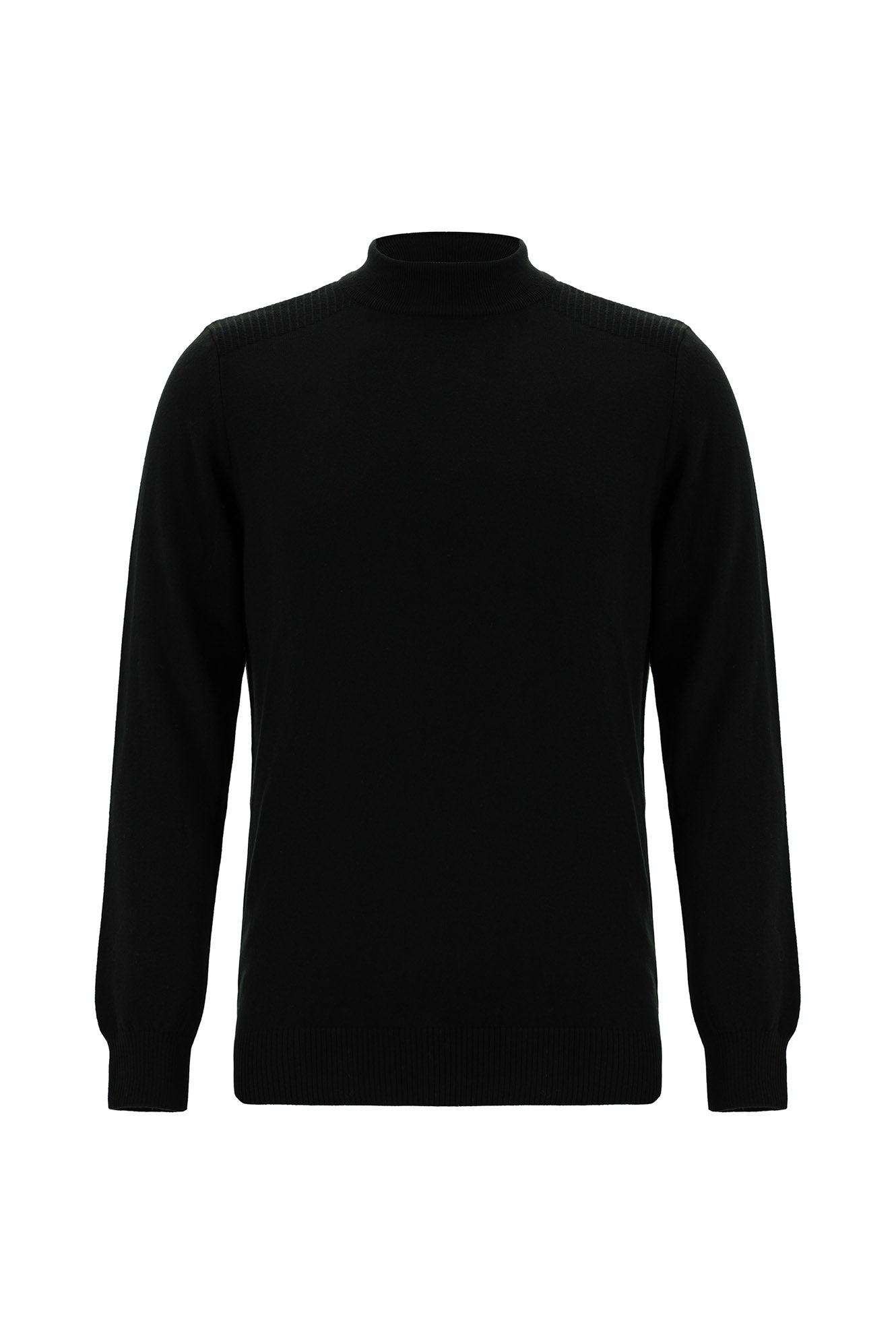 Siyah Yarım Balıkçı Yaka Slim Fit Dar Kesim Pamuklu Triko Kazak