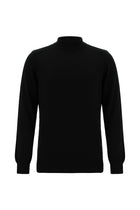 Siyah Yarım Balıkçı Yaka Slim Fit Dar Kesim Pamuklu Triko Kazak