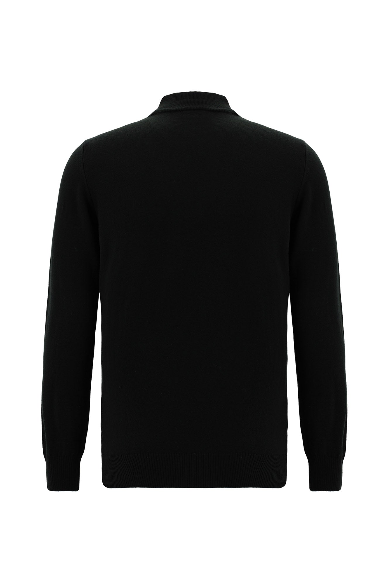 Siyah Yarım Balıkçı Yaka Slim Fit Dar Kesim Pamuklu Triko Kazak