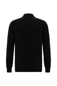 Siyah Yarım Balıkçı Yaka Slim Fit Dar Kesim Pamuklu Triko Kazak