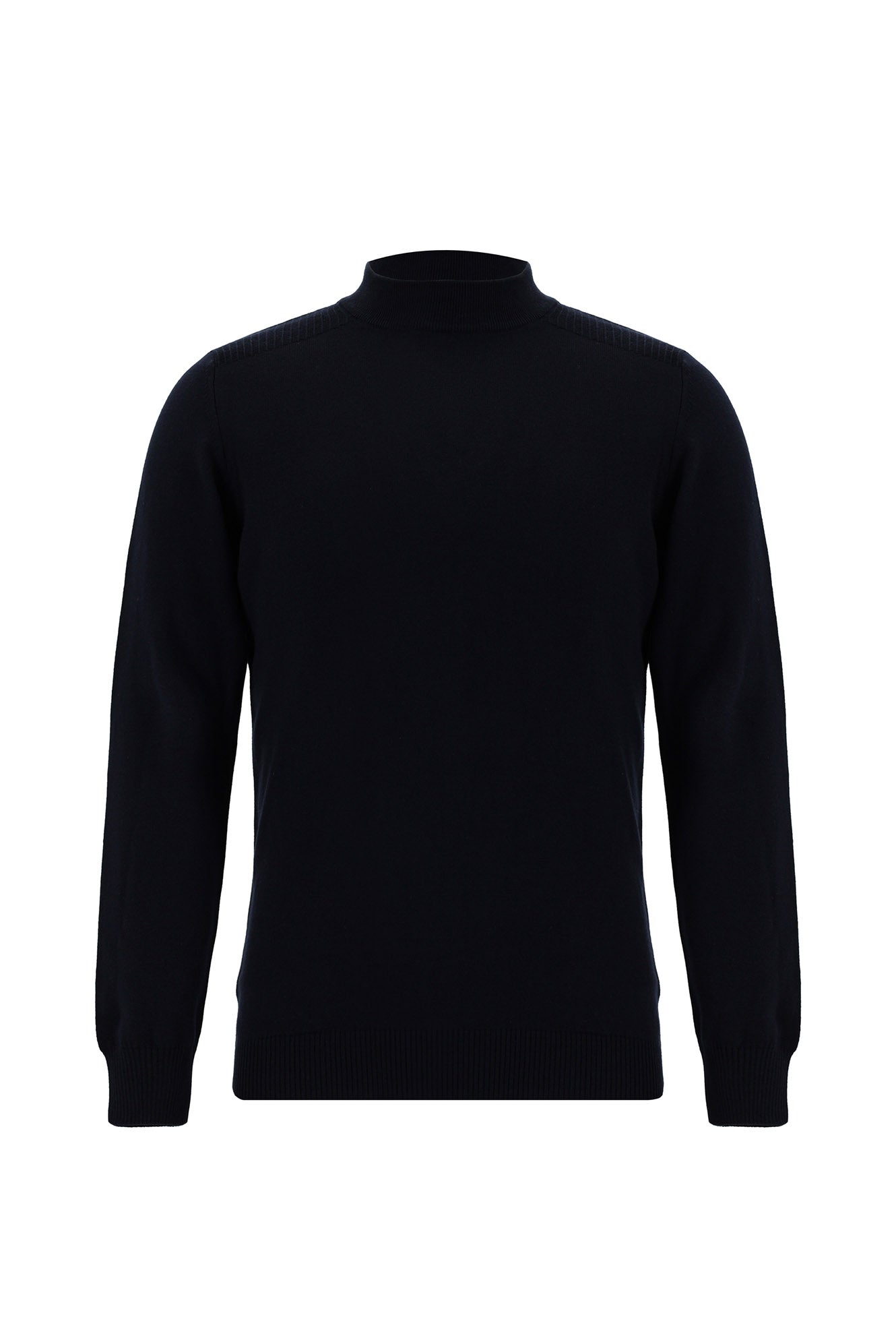 Koyu Lacivert Yarım Balıkçı Yaka Slim Fit Dar Kesim Pamuklu Triko Kazak