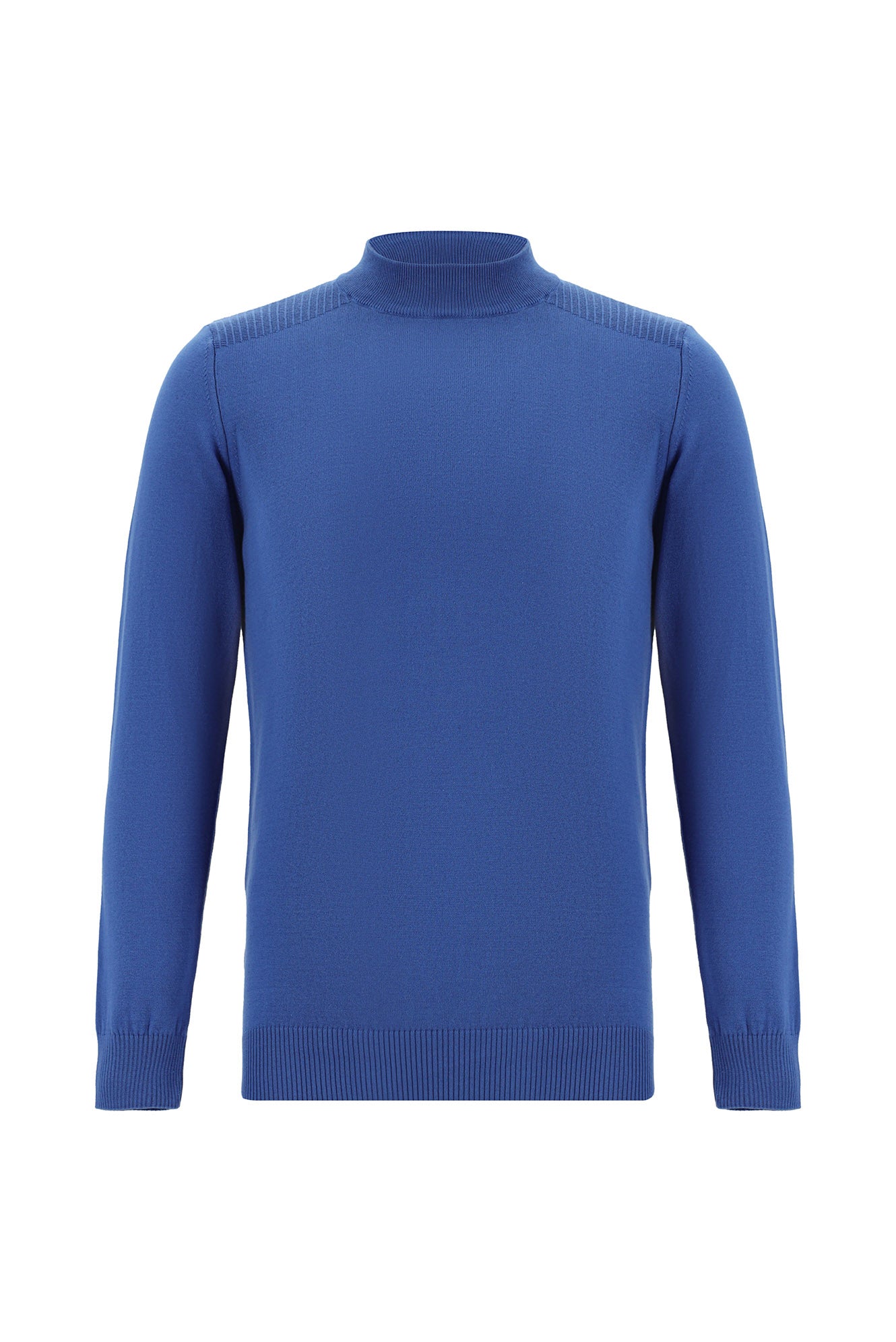 Koyu Mavi  Yarım Balıkçı Yaka Slim Fit Dar Kesim Pamuklu Triko Kazak