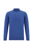 Koyu Mavi  Yarım Balıkçı Yaka Slim Fit Dar Kesim Pamuklu Triko Kazak