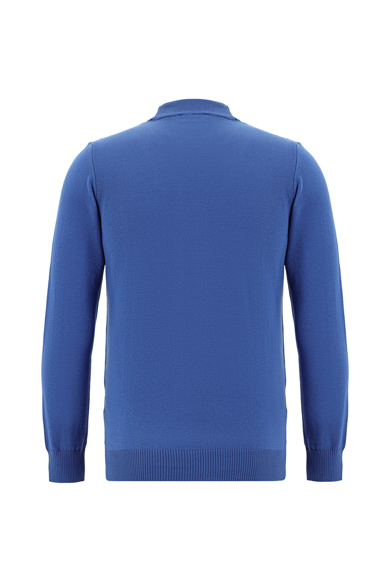 Koyu Mavi  Yarım Balıkçı Yaka Slim Fit Dar Kesim Pamuklu Triko Kazak