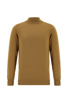 Camel Yarım Balıkçı Yaka Slim Fit Dar Kesim Pamuklu Triko Kazak