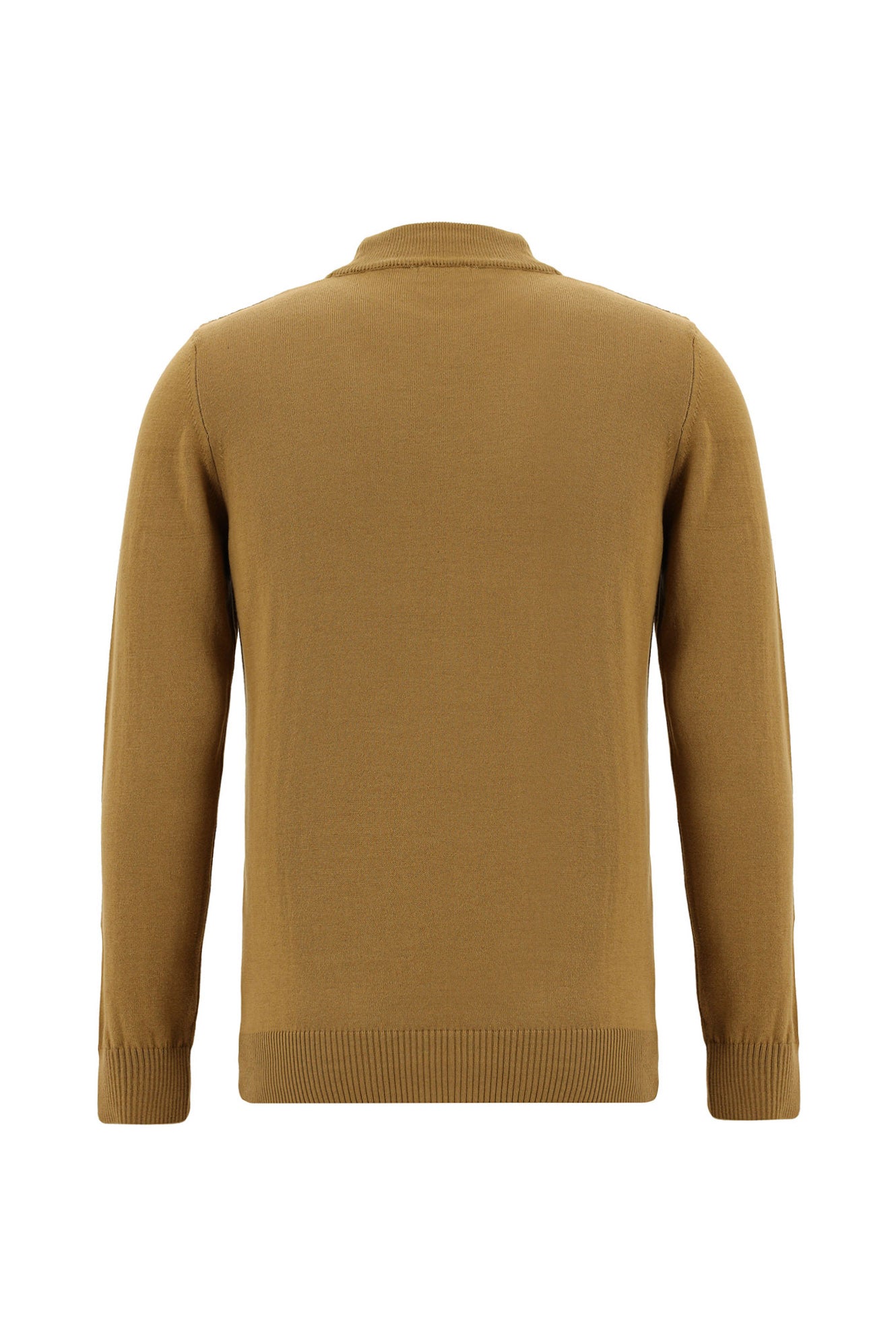 Camel Yarım Balıkçı Yaka Slim Fit Dar Kesim Pamuklu Triko Kazak