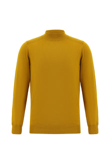 Hardal Yarım Balıkçı Yaka Slim Fit Dar Kesim Pamuklu Triko Kazak