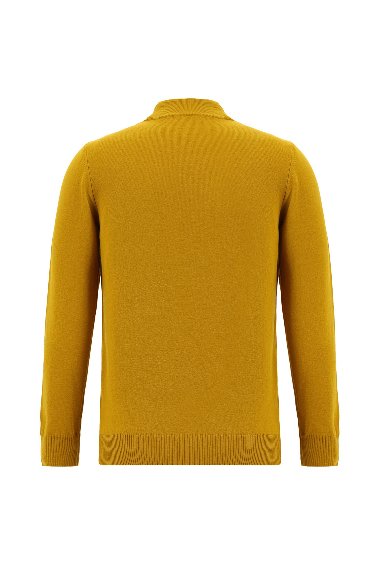 Hardal Yarım Balıkçı Yaka Slim Fit Dar Kesim Pamuklu Triko Kazak