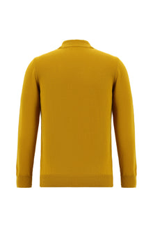 Hardal Yarım Balıkçı Yaka Slim Fit Dar Kesim Pamuklu Triko Kazak