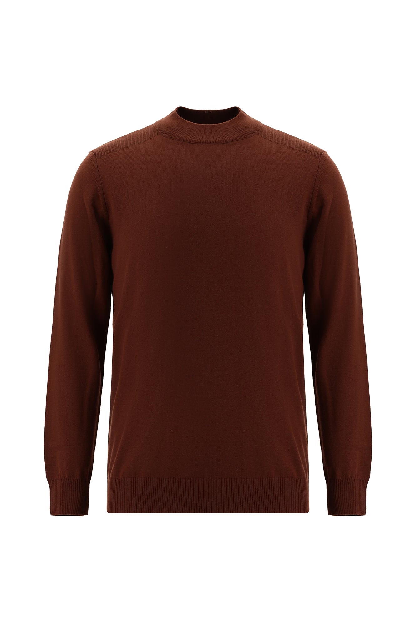 Kiremit Yarım Balıkçı Yaka Slim Fit Dar Kesim Pamuklu Triko Kazak