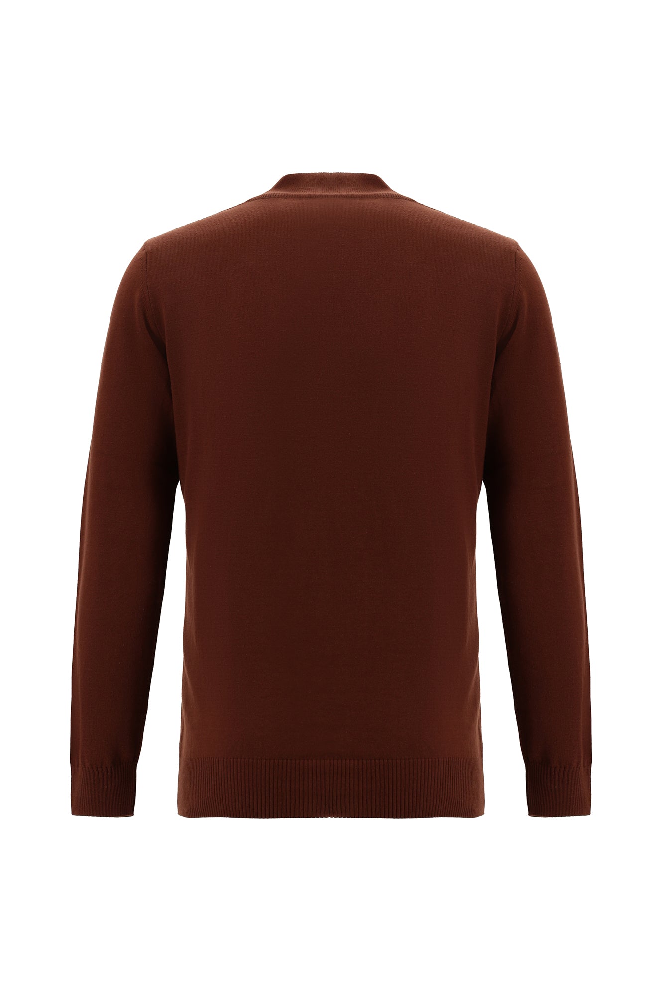 Kiremit Yarım Balıkçı Yaka Slim Fit Dar Kesim Pamuklu Triko Kazak