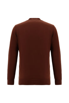 Kiremit Yarım Balıkçı Yaka Slim Fit Dar Kesim Pamuklu Triko Kazak