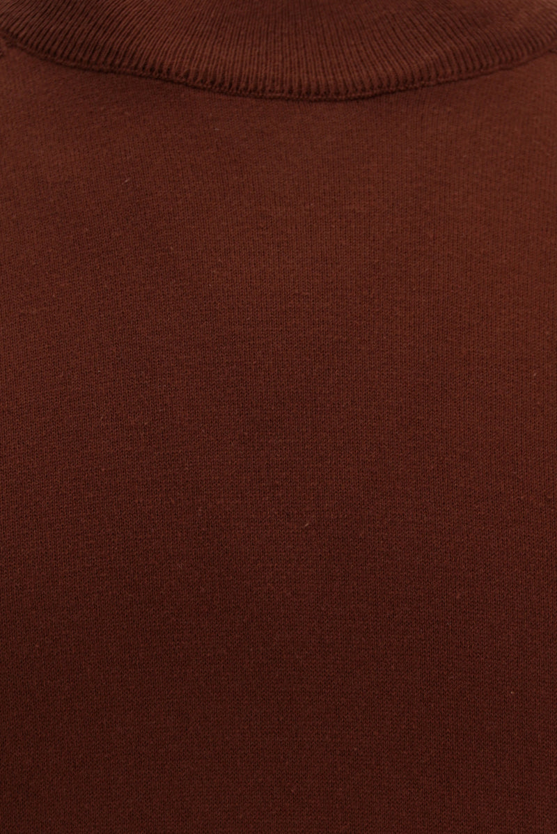 Kiremit Yarım Balıkçı Yaka Slim Fit Dar Kesim Pamuklu Triko Kazak