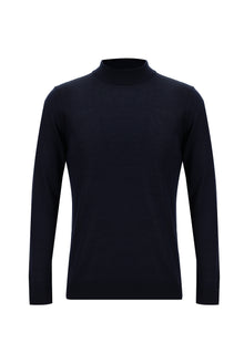Koyu Lacivert Yarım Balıkçı Yaka Regular Fit Yünlü Triko Kazak