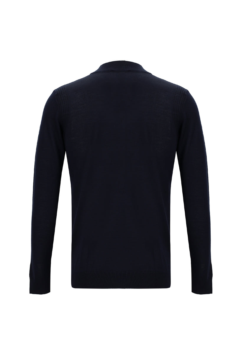 Koyu Lacivert Yarım Balıkçı Yaka Regular Fit Yünlü Triko Kazak