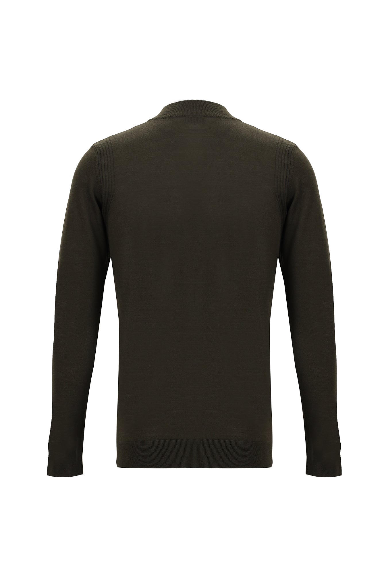 Koyu Kahve Yarım Balıkçı Yaka Regular Fit Yünlü Triko Kazak