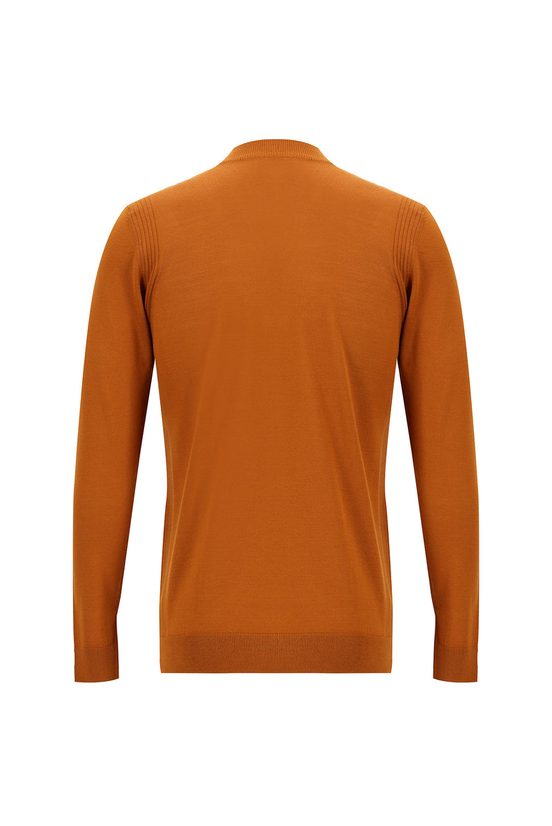 Orta Turuncu Yarım Balıkçı Yaka Regular Fit Yünlü Triko Kazak