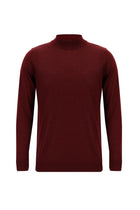 Koyu Kırmızı Yarım Balıkçı Yaka Regular Fit Yünlü Triko Kazak