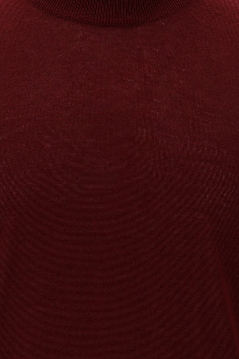 Koyu Kırmızı Yarım Balıkçı Yaka Regular Fit Yünlü Triko Kazak