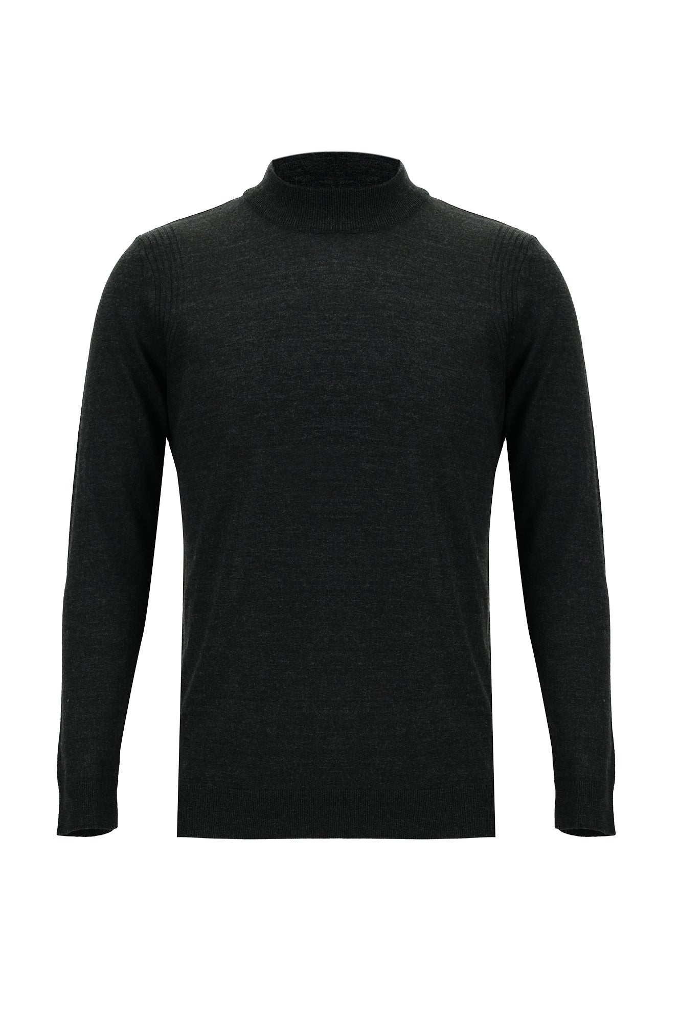 Orta Anrasit Melanj Yarım Balıkçı Yaka Regular Fit Yünlü Triko Kazak