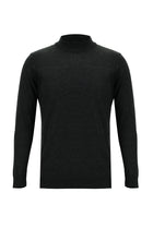 Orta Anrasit Melanj Yarım Balıkçı Yaka Regular Fit Yünlü Triko Kazak