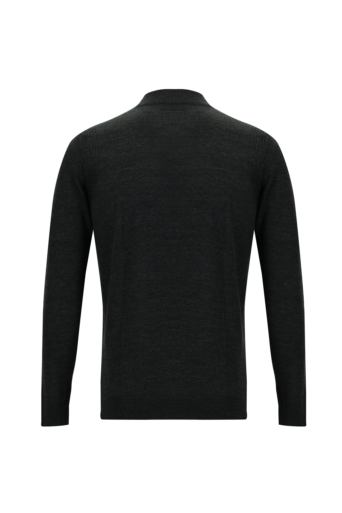 Orta Anrasit Melanj Yarım Balıkçı Yaka Regular Fit Yünlü Triko Kazak