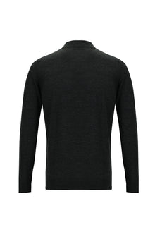 Orta Anrasit Melanj Yarım Balıkçı Yaka Regular Fit Yünlü Triko Kazak