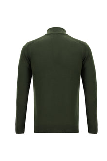 Orta Haki Yarım Balıkçı Yaka Regular Fit Yünlü Triko Kazak
