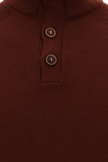 Kiremit Yarım Balıkçı Yaka Regular Fit Yünlü Triko Kazak