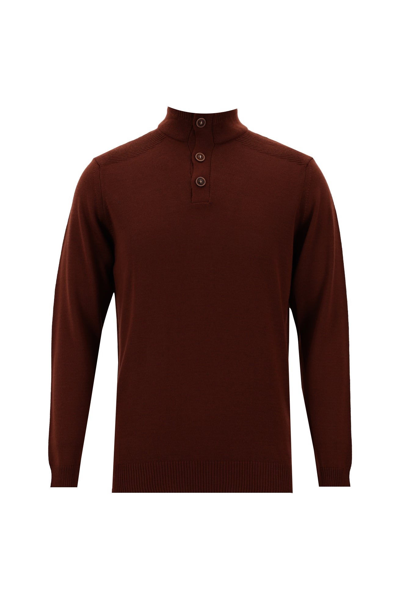 Kiremit Yarım Balıkçı Yaka Regular Fit Yünlü Triko Kazak