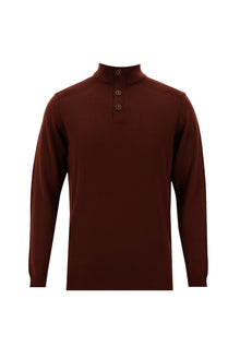 Kiremit Yarım Balıkçı Yaka Regular Fit Yünlü Triko Kazak