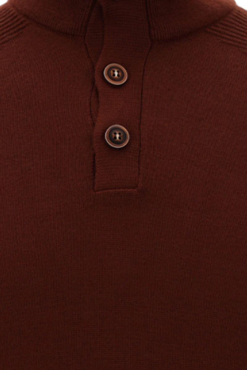 Kiremit Yarım Balıkçı Yaka Regular Fit Yünlü Triko Kazak