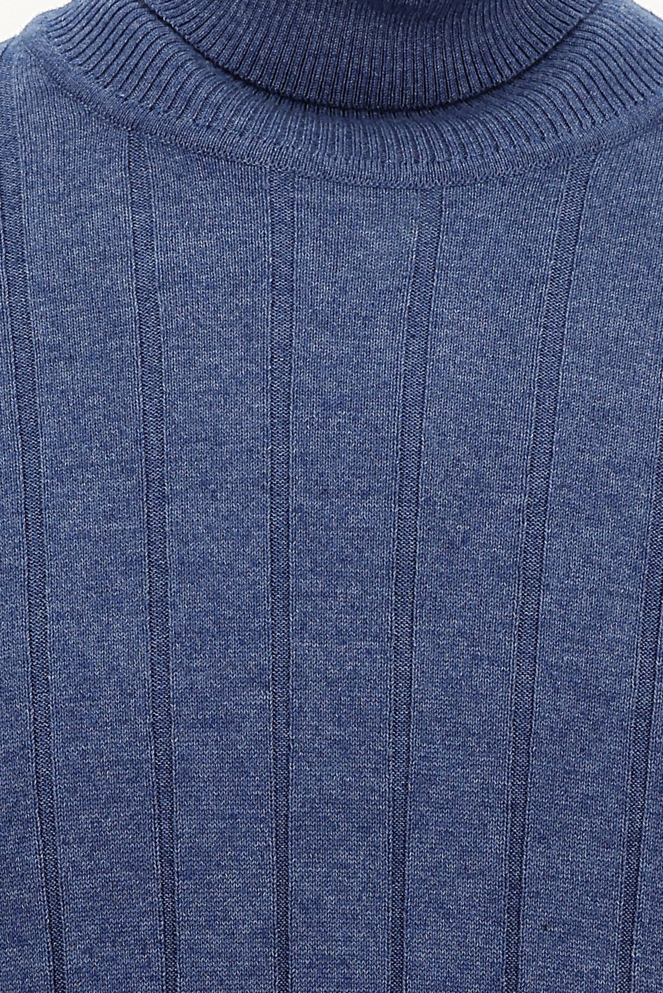 İndigo Melanj Balıkçı Yaka Slim Fit Dar Kesim Desenli Triko Kazak