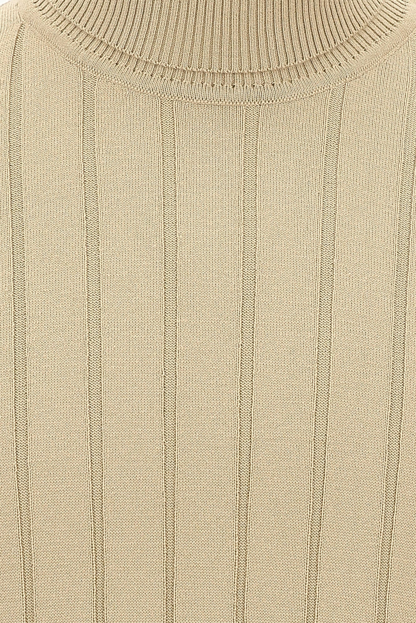 Açık Bej Balıkçı Yaka Slim Fit Dar Kesim Desenli Triko Kazak