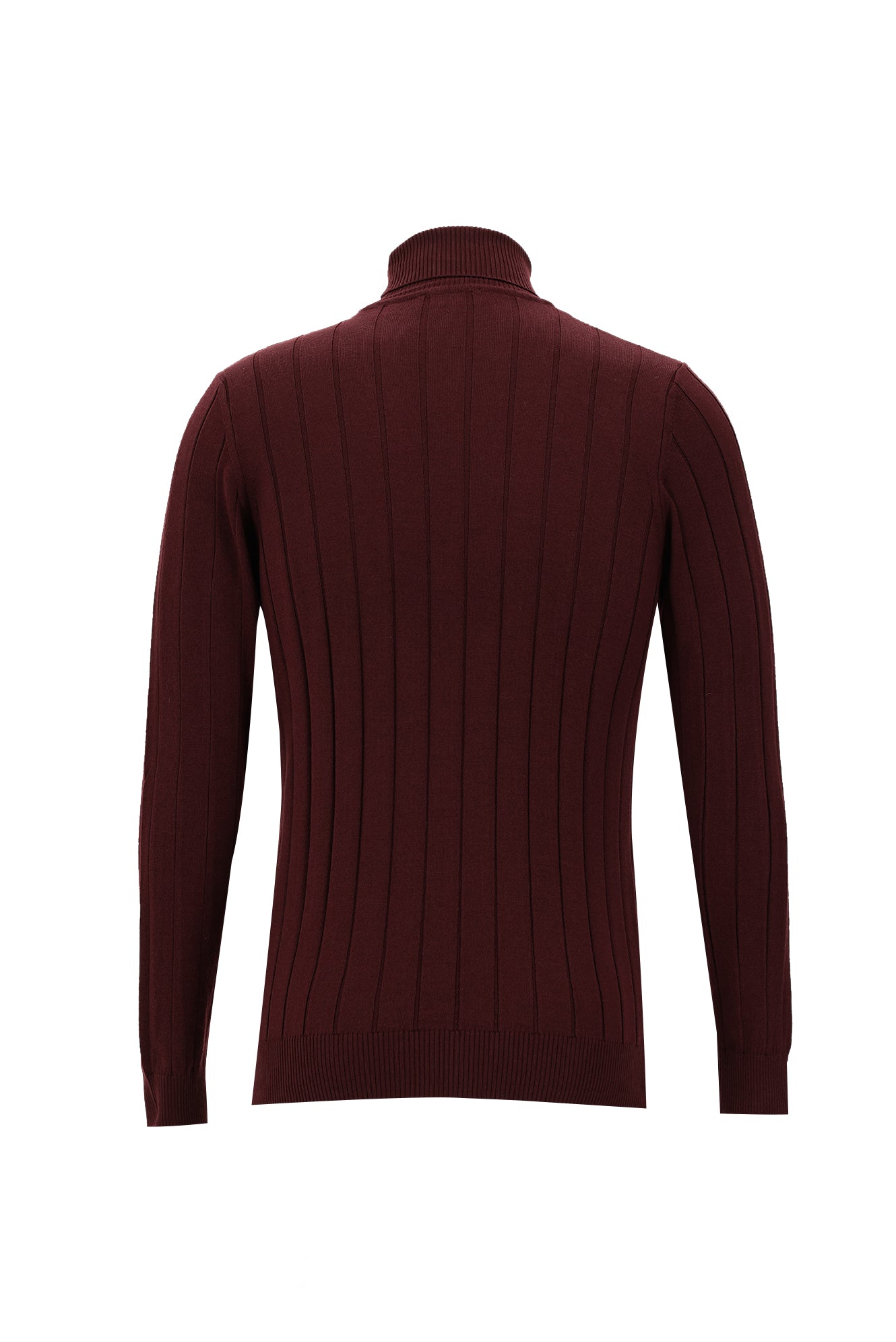 Koyu Bordo Balıkçı Yaka Slim Fit Dar Kesim Desenli Triko Kazak