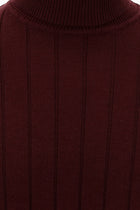 Koyu Bordo Balıkçı Yaka Slim Fit Dar Kesim Desenli Triko Kazak