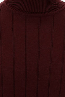Koyu Bordo Balıkçı Yaka Slim Fit Dar Kesim Desenli Triko Kazak