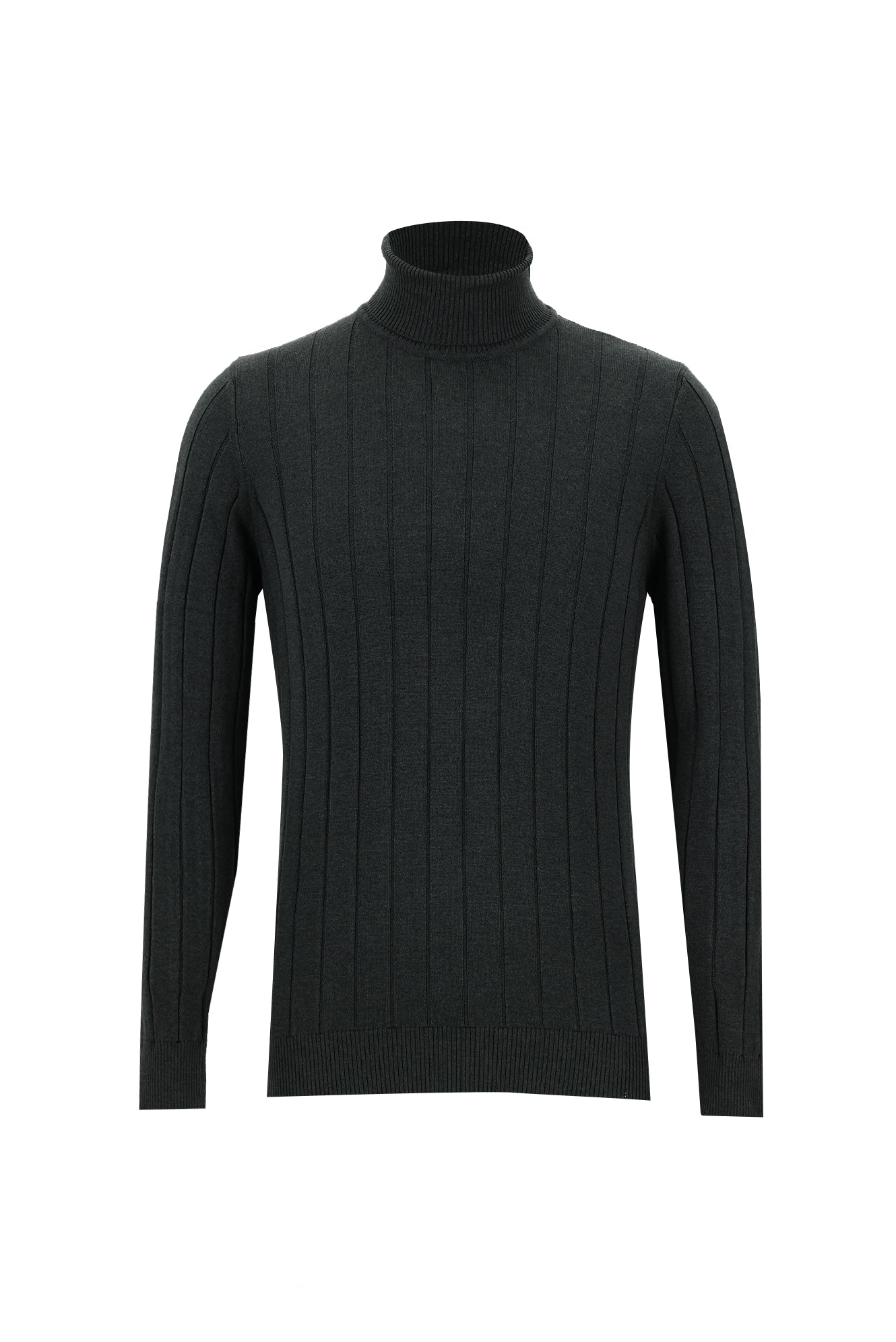 Koyu Antrasit Melanj Balıkçı Yaka Slim Fit Dar Kesim Desenli Triko Kazak