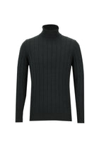 Koyu Antrasit Melanj Balıkçı Yaka Slim Fit Dar Kesim Desenli Triko Kazak