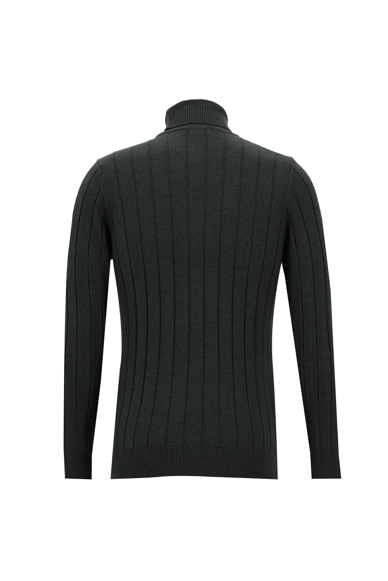 Koyu Antrasit Melanj Balıkçı Yaka Slim Fit Dar Kesim Desenli Triko Kazak