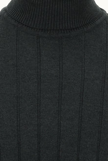 Koyu Antrasit Melanj Balıkçı Yaka Slim Fit Dar Kesim Desenli Triko Kazak